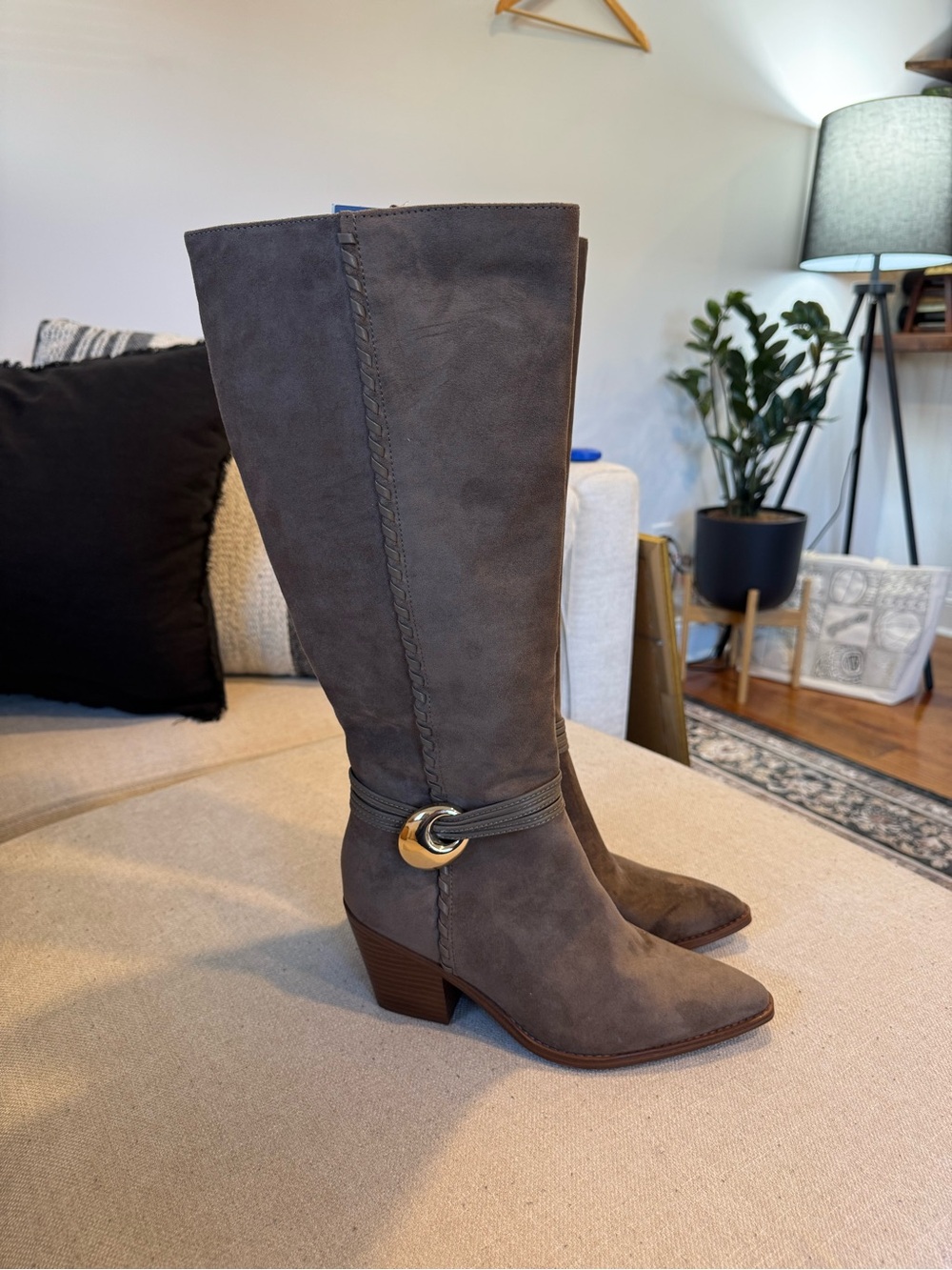 Rio Whip Stitch Tall Western Boots with Memory Foam, Brown Sz 9.5 NWT